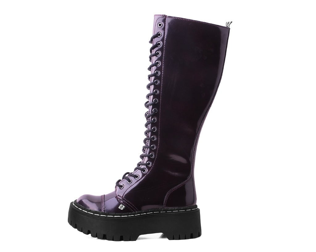 A3187 Burgundy Rub-Off Knee-High Double Decker Boot - T.U.K. Shoes