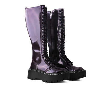 A3187 Burgundy Rub-Off Knee-High Double Decker Boot - T.U.K. Shoes