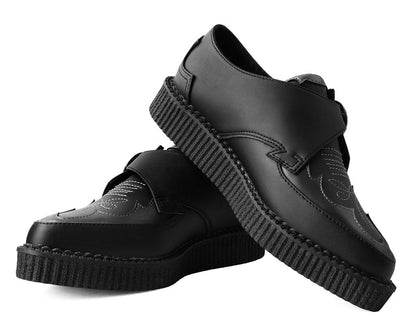 A9847 Black TUKskin™ Western Antique Buckle Pointed Creeper - T.U.K. Shoes