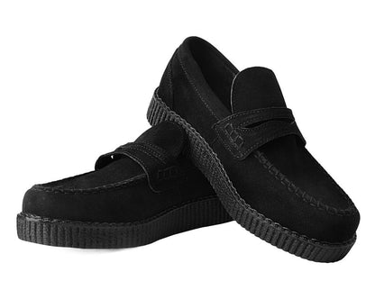 F9982 Black Suede Penny Loafer Viva Low Creeper - T.U.K. Shoes