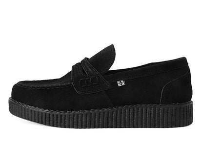 F9982 Black Suede Penny Loafer Viva Low Creeper - T.U.K. Shoes