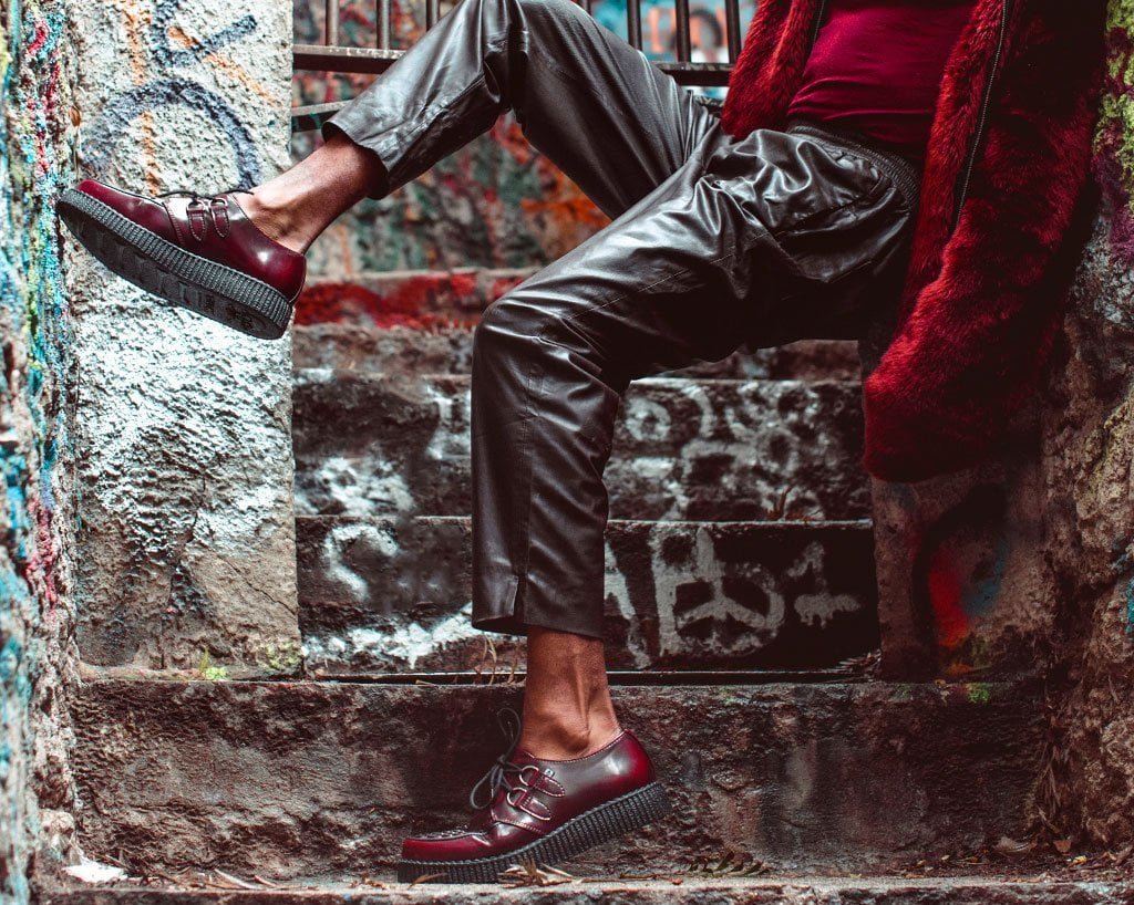 F9857 Burgundy Rub-Off TUKskin™ Viva Low Creeper - T.U.K. Shoes