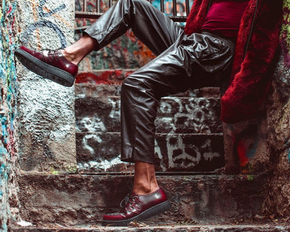 F9857 Burgundy Rub-Off TUKskin™ Viva Low Creeper - T.U.K. Shoes