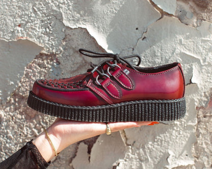 F9857 Burgundy Rub-Off TUKskin™ Viva Low Creeper - T.U.K. Shoes