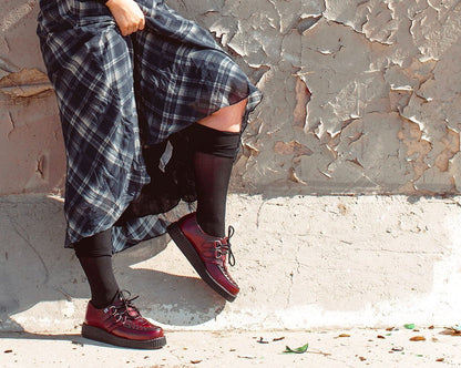 F9857 Burgundy Rub-Off TUKskin™ Viva Low Creeper - T.U.K. Shoes