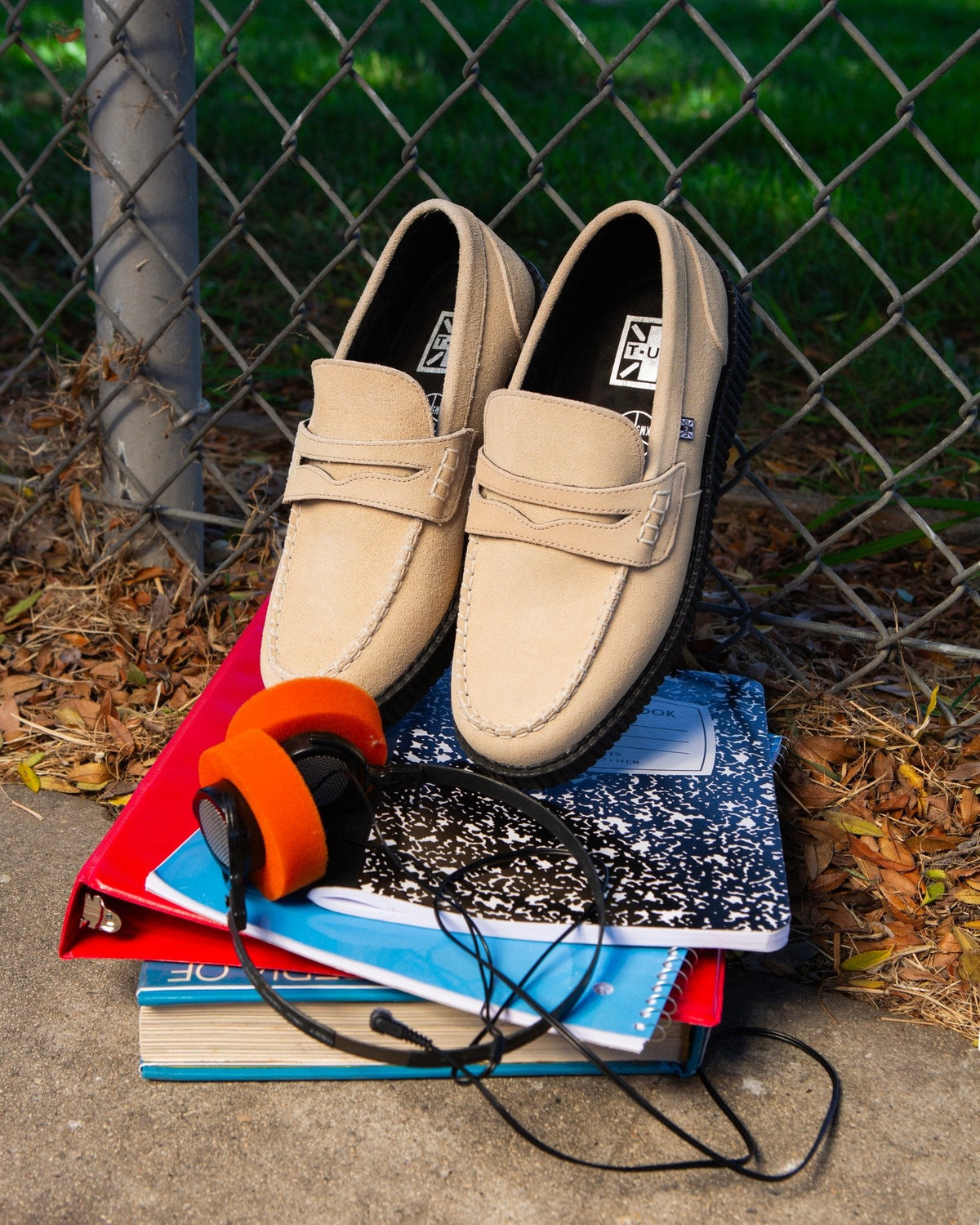 F3417 Tan Suede Penny Loafer Viva Low Creeper - T.U.K. Shoes