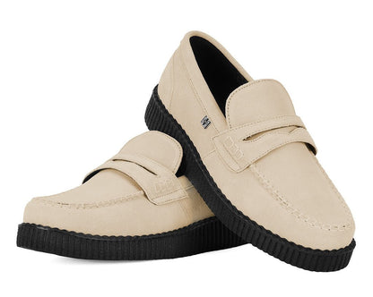 F3417 Tan Suede Penny Loafer Viva Low Creeper - T.U.K. Shoes