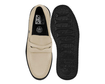 F3417 Tan Suede Penny Loafer Viva Low Creeper - T.U.K. Shoes