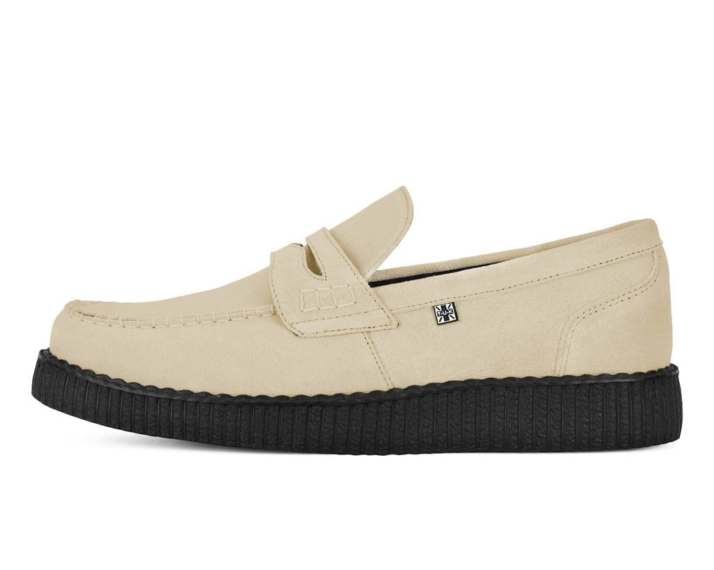 F3417 Tan Suede Penny Loafer Viva Low Creeper - T.U.K. Shoes