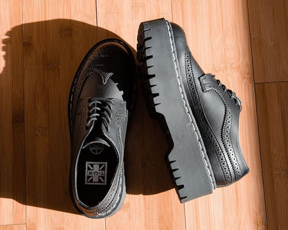 A9884 Black Double Decker Brogue - T.U.K. Shoes
