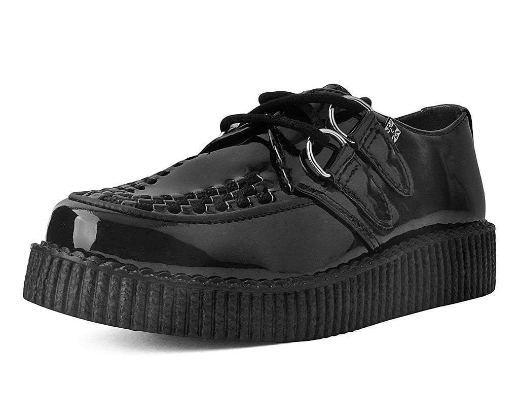 F9679 Black Patent Viva Low Sole Creeper - T.U.K. Shoes