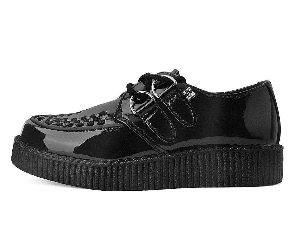 F9679 Black Patent Viva Low Sole Creeper - T.U.K. Shoes