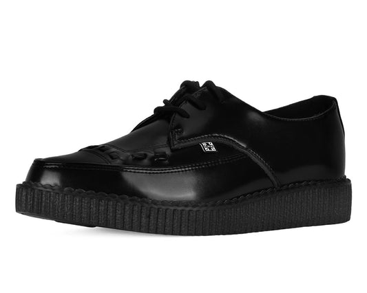 A8533 Black Leather Lace Up Pointed Creeper - T.U.K. Shoes