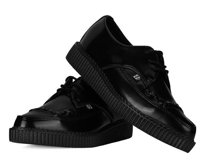 A8533 Black Leather Lace Up Pointed Creeper - T.U.K. Shoes