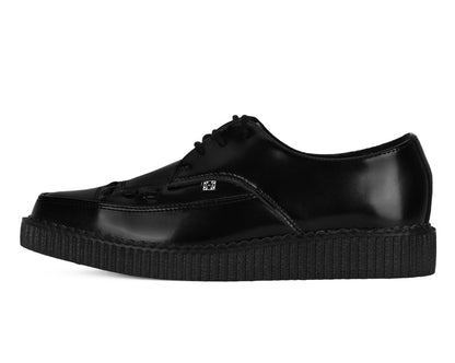 A8533 Black Leather Lace Up Pointed Creeper - T.U.K. Shoes
