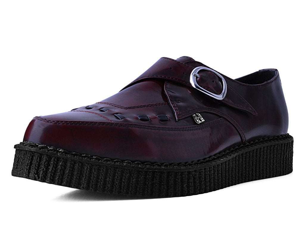 A9856 Burgundy Rub Off TUKskin™ Monk Buckle Creeper - T.U.K. Shoes