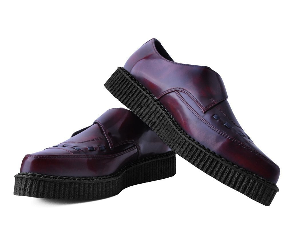 A9856 Burgundy Rub Off TUKskin™ Monk Buckle Creeper - T.U.K. Shoes