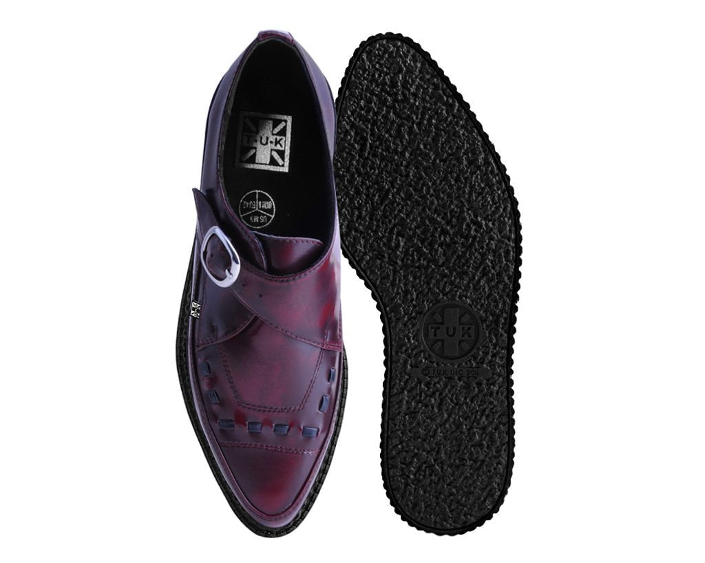 A9856 Burgundy Rub Off TUKskin™ Monk Buckle Creeper - T.U.K. Shoes
