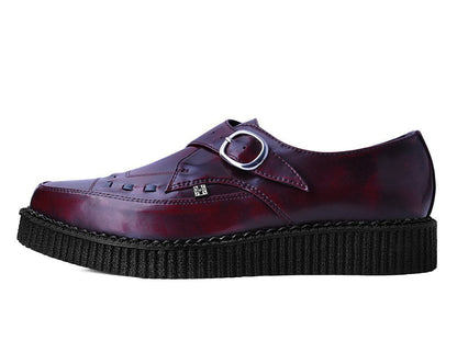 A9856 Burgundy Rub Off TUKskin™ Monk Buckle Creeper - T.U.K. Shoes