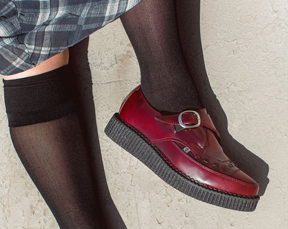 A9856 Burgundy Rub Off TUKskin™ Monk Buckle Creeper - T.U.K. Shoes