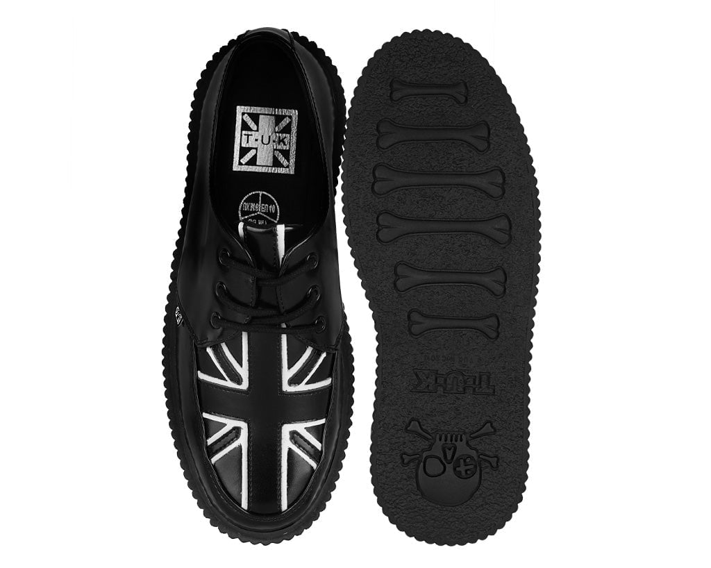 G3391 Black Leather Union Jack Vintage Mondo Creeper - T.U.K. Shoes