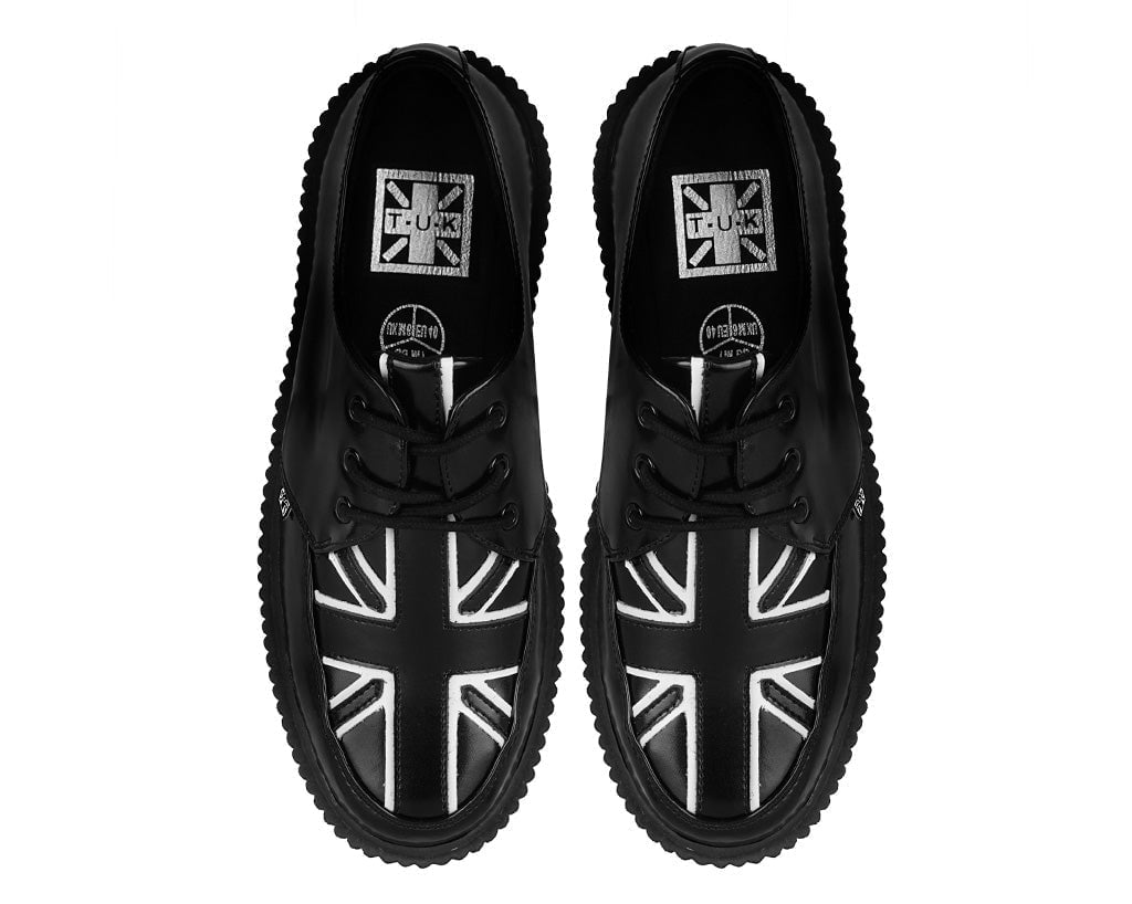 G3391 Black Leather Union Jack Vintage Mondo Creeper - T.U.K. Shoes