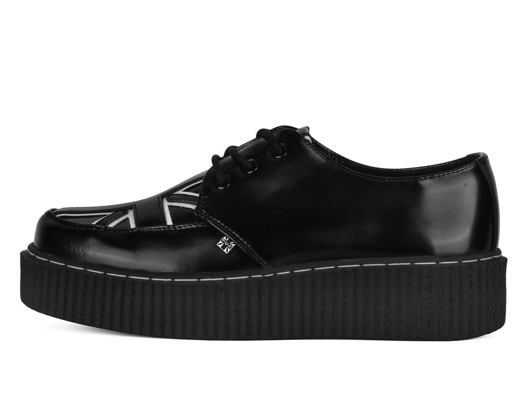 G3391 Black Leather Union Jack Vintage Mondo Creeper - T.U.K. Shoes