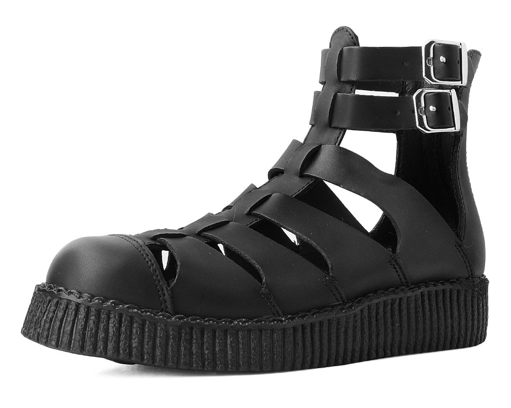 V9577L Black TUKskin™ Gladiator Viva Low Sandal - T.U.K. Shoes