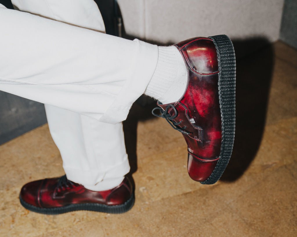 F3105 Burgundy TUKskin™ Toe Cap Viva Low Creeper - T.U.K. Shoes