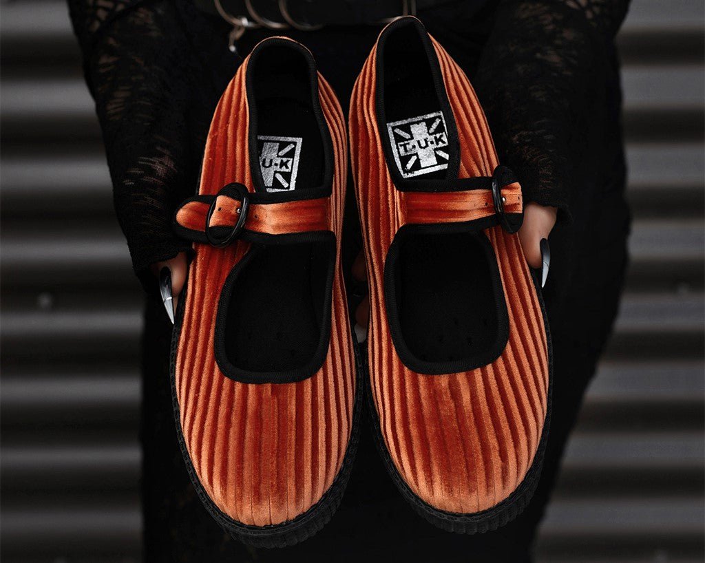 F3215L Orange Corduroy Viva Low Mary Jane - T.U.K. Shoes