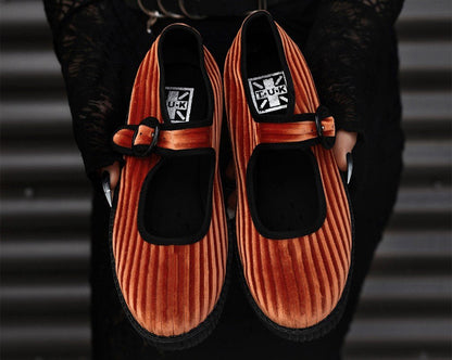 F3215L Orange Corduroy Viva Low Mary Jane - T.U.K. Shoes