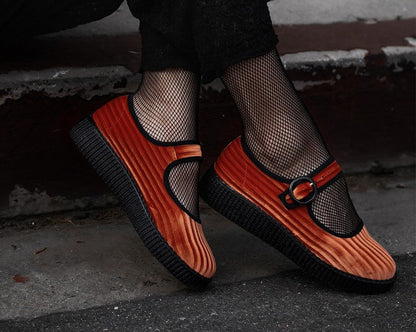 F3215L Orange Corduroy Viva Low Mary Jane - T.U.K. Shoes