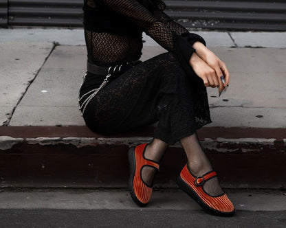 F3215L Orange Corduroy Viva Low Mary Jane - T.U.K. Shoes
