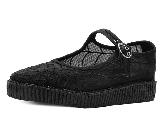 F3311L Black Mesh Web Viva Low Mary Jane - T.U.K. Shoes