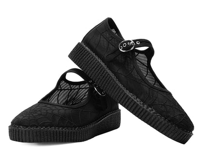 F3311L Black Mesh Web Viva Low Mary Jane - T.U.K. Shoes