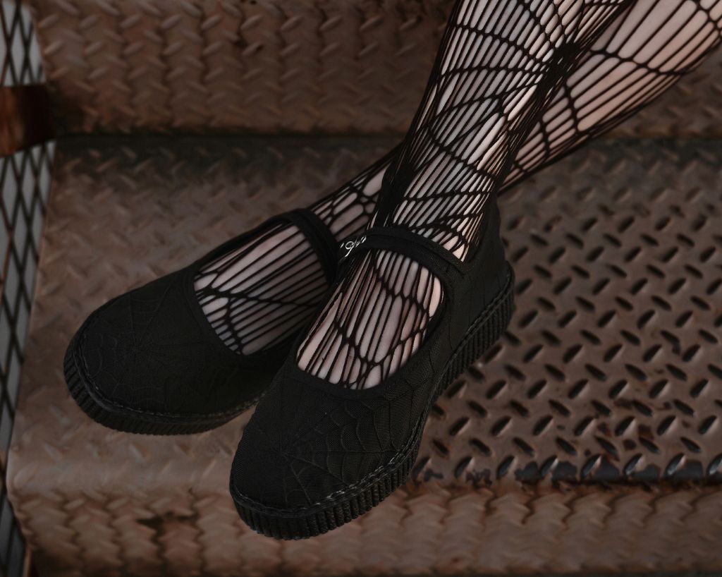 F3311L Black Mesh Web Viva Low Mary Jane - T.U.K. Shoes