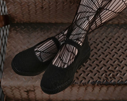 F3311L Black Mesh Web Viva Low Mary Jane - T.U.K. Shoes