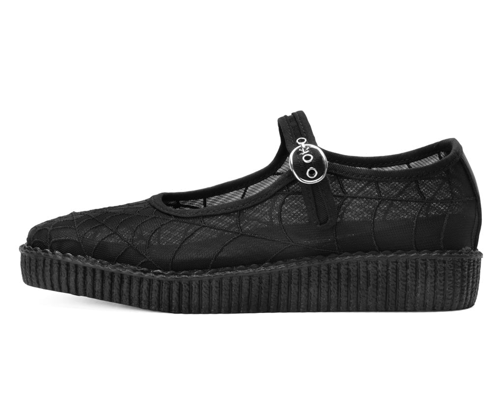 F3311L Black Mesh Web Viva Low Mary Jane - T.U.K. Shoes