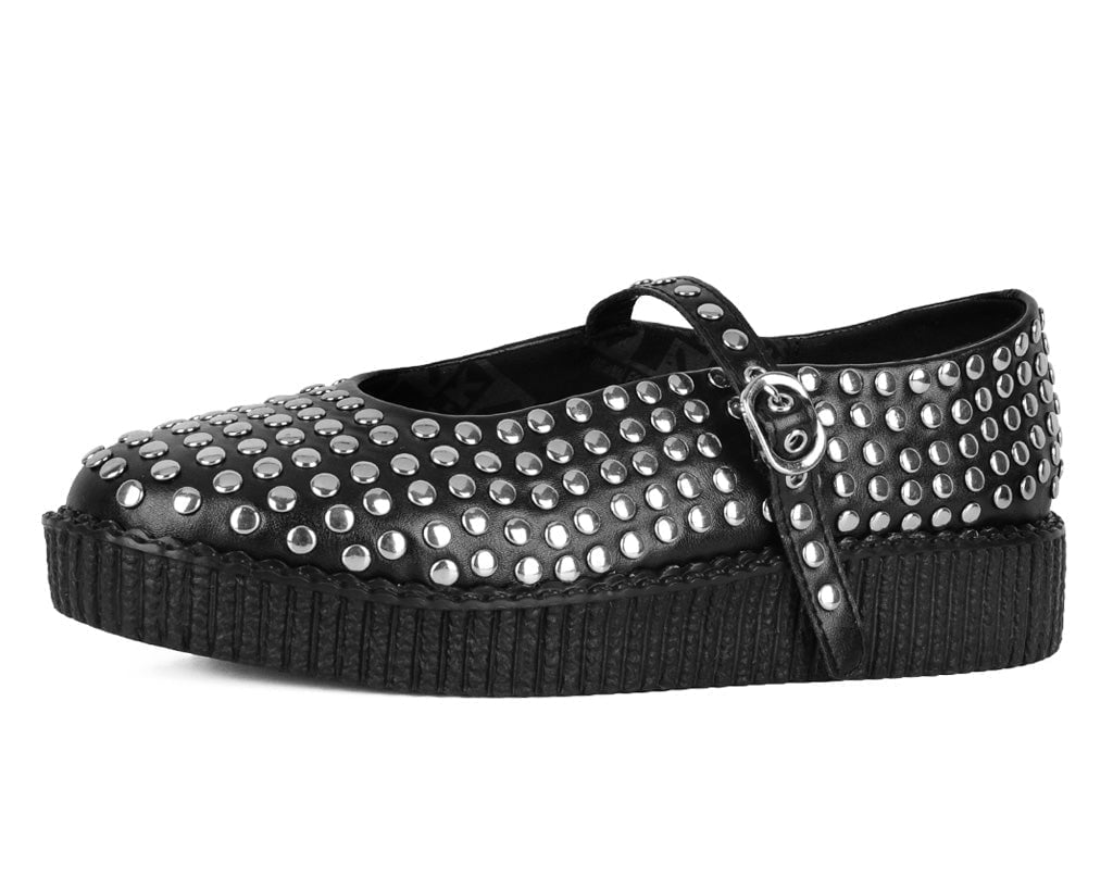 F3275L Black TUKskin Flat Stud Viva Low Mary Jane - T.U.K. Shoes