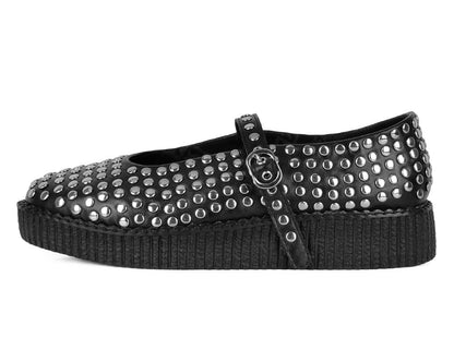 F3275L Black TUKskin Flat Stud Viva Low Mary Jane - T.U.K. Shoes