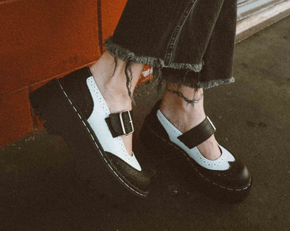 A9888L Black & White Double Decker Mary Jane - T.U.K. Shoes