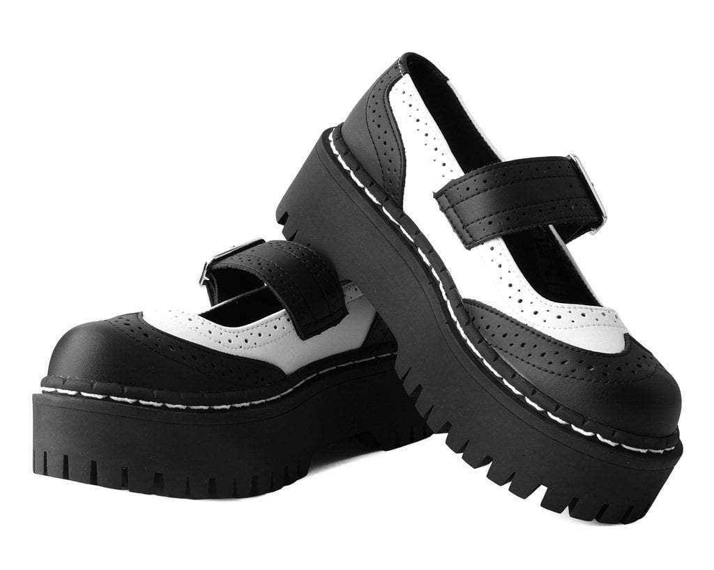 A9888L Black & White Double Decker Mary Jane - T.U.K. Shoes