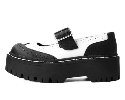 A9888L Black & White Double Decker Mary Jane - T.U.K. Shoes