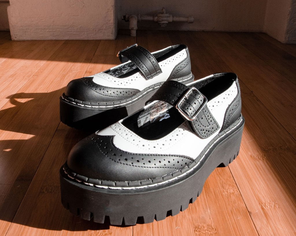 A9888L Black & White Double Decker Mary Jane - T.U.K. Shoes