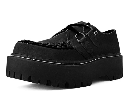 A3051 Black Suede Interlace Double Decker Creeper - T.U.K. Shoes