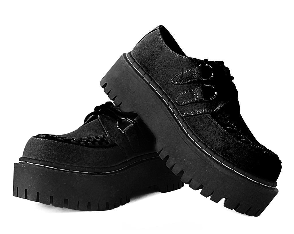 A3051 Black Suede Interlace Double Decker Creeper - T.U.K. Shoes