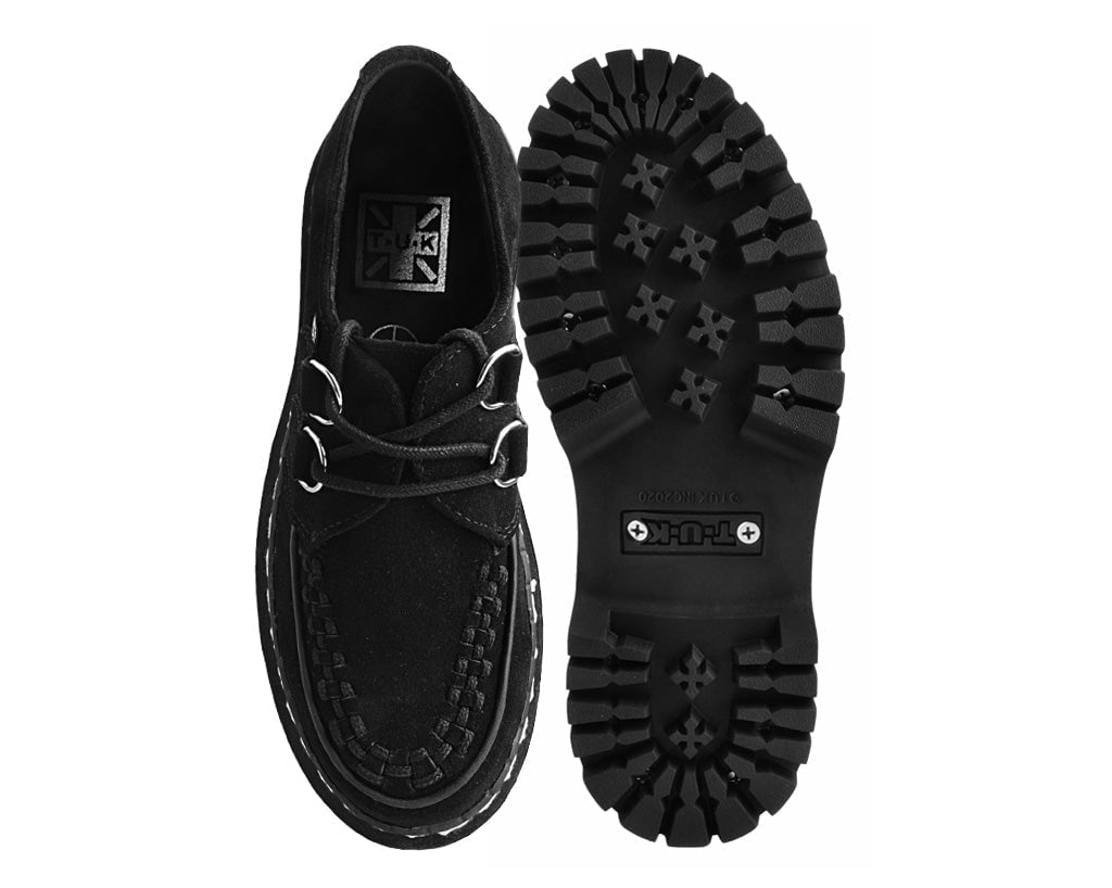 A3051 Black Suede Interlace Double Decker Creeper - T.U.K. Shoes