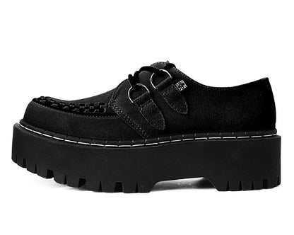 A3051 Black Suede Interlace Double Decker Creeper - T.U.K. Shoes