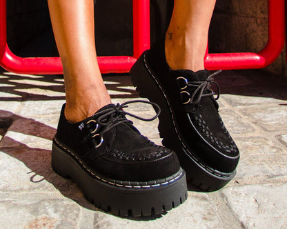 A3051 Black Suede Interlace Double Decker Creeper - T.U.K. Shoes