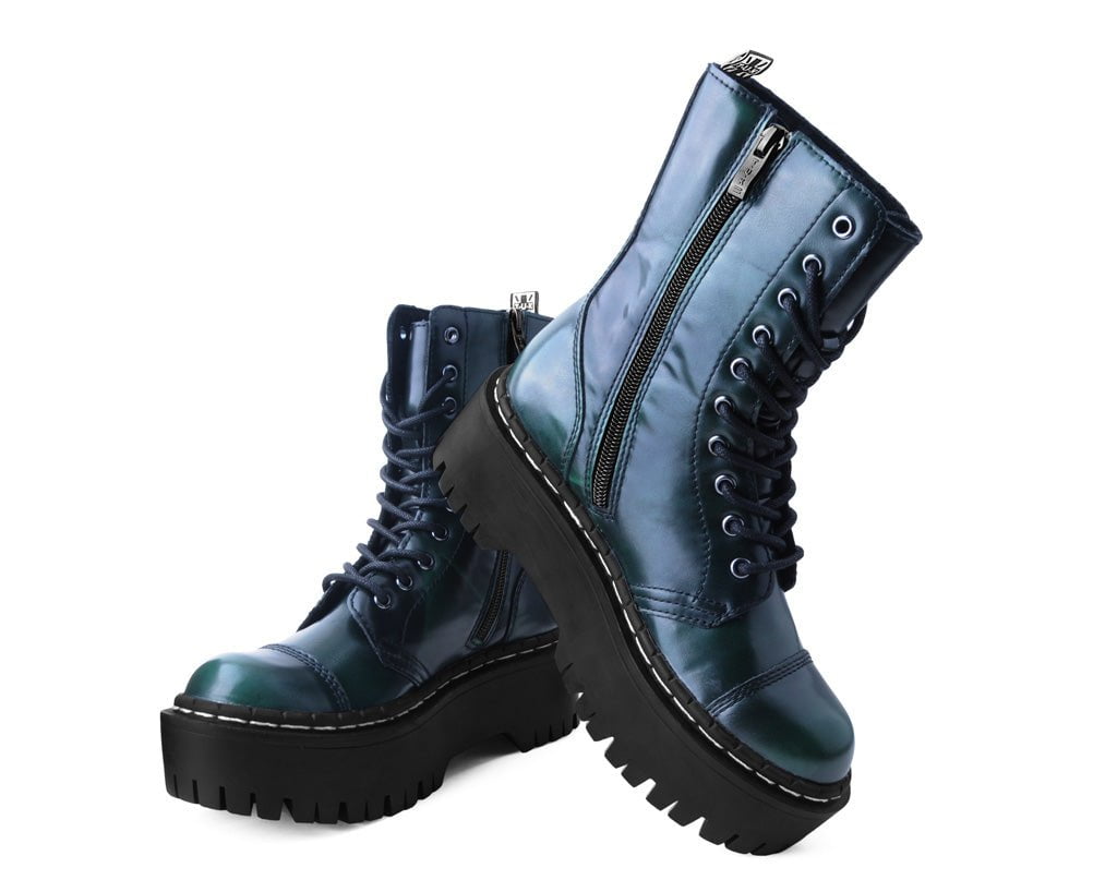A3195 Green Rub-Off 10-Eye Double Decker Boot - T.U.K. Shoes